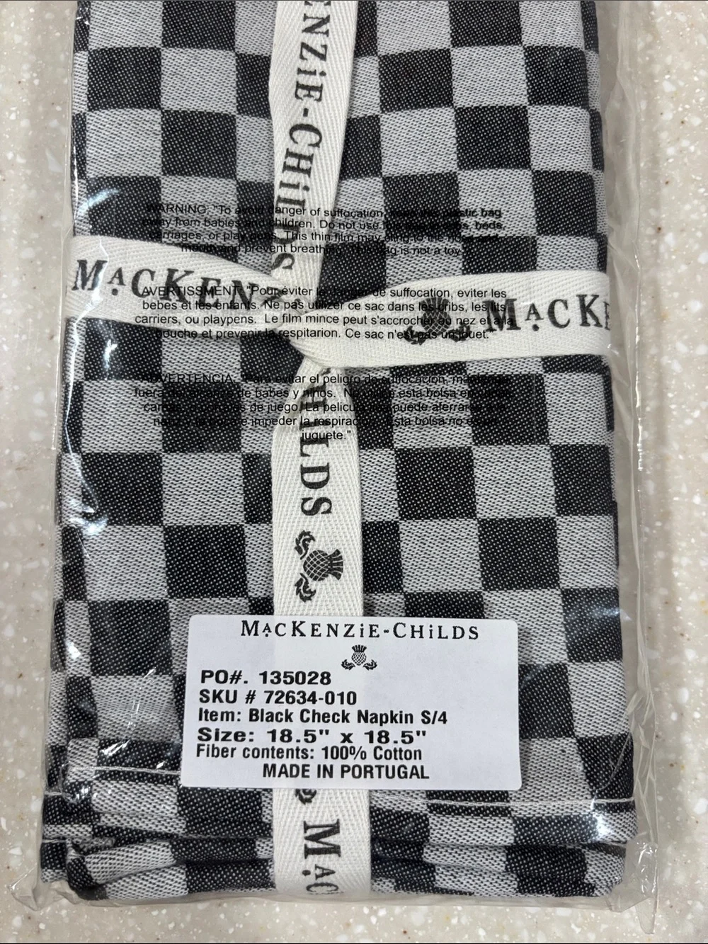 MacKenzie-Childs Black and White Checkered Napkins